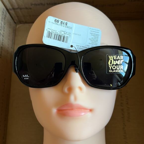 Solar Shield Fits Over Polarized Sunglasses Black M/L - Picture 2 of 9